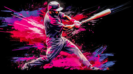 Abstract Acryl Oil Surreal Baseball Softball The Batter Tries to Hit the Ball Digital Art Wallpaper Background Cover Brainstorming