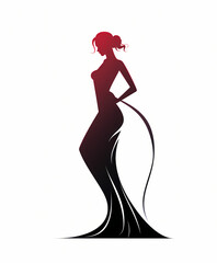 Silhouette of a woman in a dress, beauty salon logo, aesthetic logo for salon