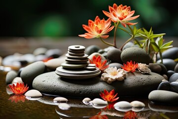 Zen garden with sand and carefully placed stones, symbolizing tranquility.