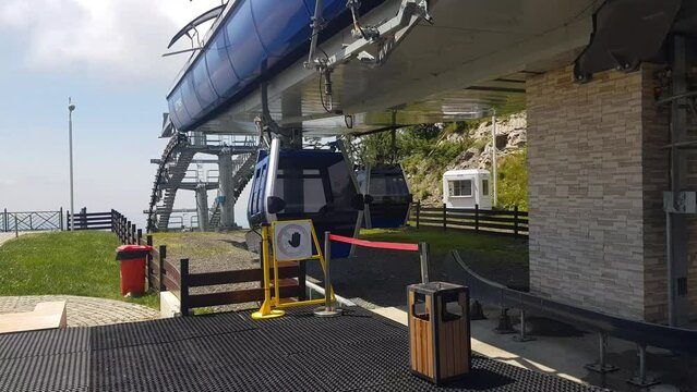 Gondola Lift Station During Summer Season, Cabins and Platform on Tufandag Mountain Resort, Azerbaijan