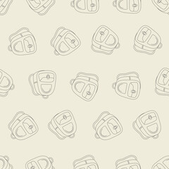 Backpack line art seamless pattern. Suitable for backgrounds, wallpapers, fabrics, textiles, wrapping papers, printed materials, and many more.