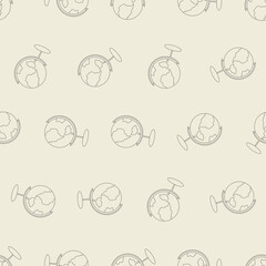 Globe line art seamless pattern. Suitable for backgrounds, wallpapers, fabrics, textiles, wrapping papers, printed materials, and many more.