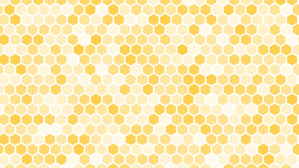 Abstract wallpaper with hexagonal grid. Mosaic geometric texture from hexagons for Bee honey products. Honeycomb hexagon background pattern.  Vector illustration