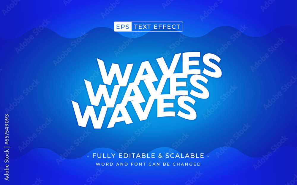 Poster wave 3d editable text effect with water background template