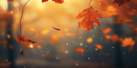 autumn fall leaves background cinematic - obrazy, fototapety, plakaty