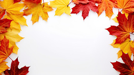 Fototapeta premium autumn leaves frame with copy space