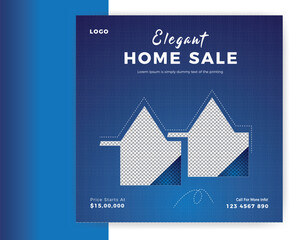 Modern elegant home sale real estate  property social media post banner template design 