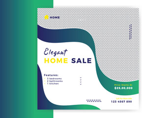 Modern elegant home sale real estate  property social media post banner template design 