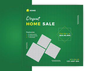 Modern elegant home sale real estate  property social media post banner template design 