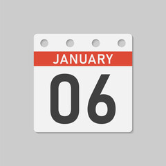 Fototapeta premium Icon page calendar day - 6 January