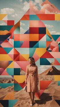 A colorful collage of geometric shapes.