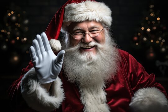 Happy Christmas, Santa Claus smiling waving his hand