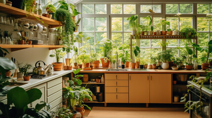 Cosy kitchen with plants