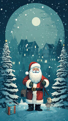 Illustration of Christmas Poster with Santa Claus
