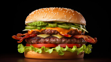  A Bacon Cheeseburger with Lettuce and Tomato – Culinary Comfort for Your Cravings