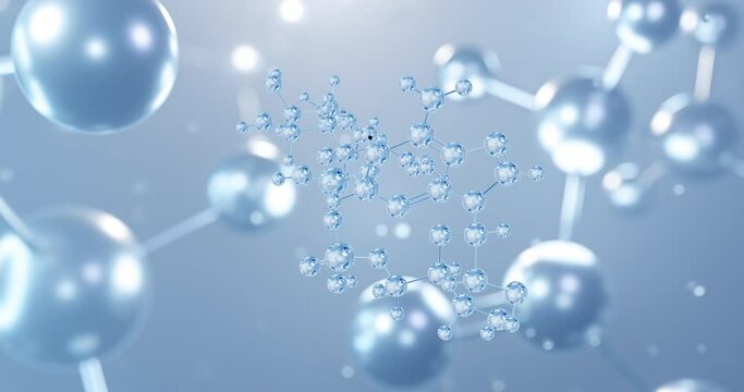 NADH, rotating 3D model of coenzyme, seamless looped video, molecular structure with selective focus