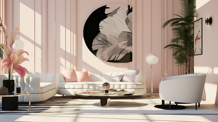 Modern bright living room luxury retro luxury style
