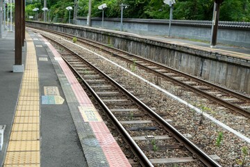 Fototapeta na wymiar railroad tracks in Fukuoka, Japan