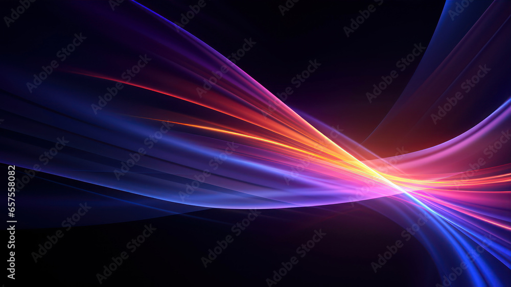 Poster abstract background with glowing lines, waves and space for text.