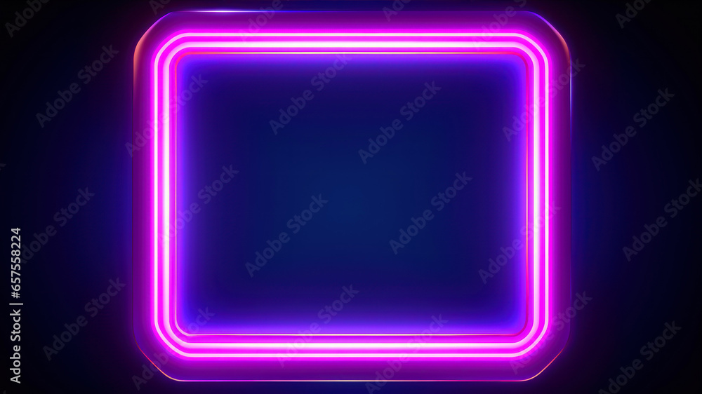 Aufkleber neon square frame with glowing effects. abstract background. vector illustration.