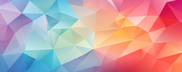 Obraz premium Abstract triangle wallpaper in light colorful pastel colors, banner panorama. Generative ai.