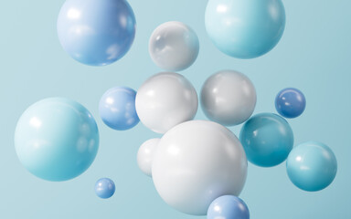 Cartoon colorful and bouncing spheres, 3d rendering.