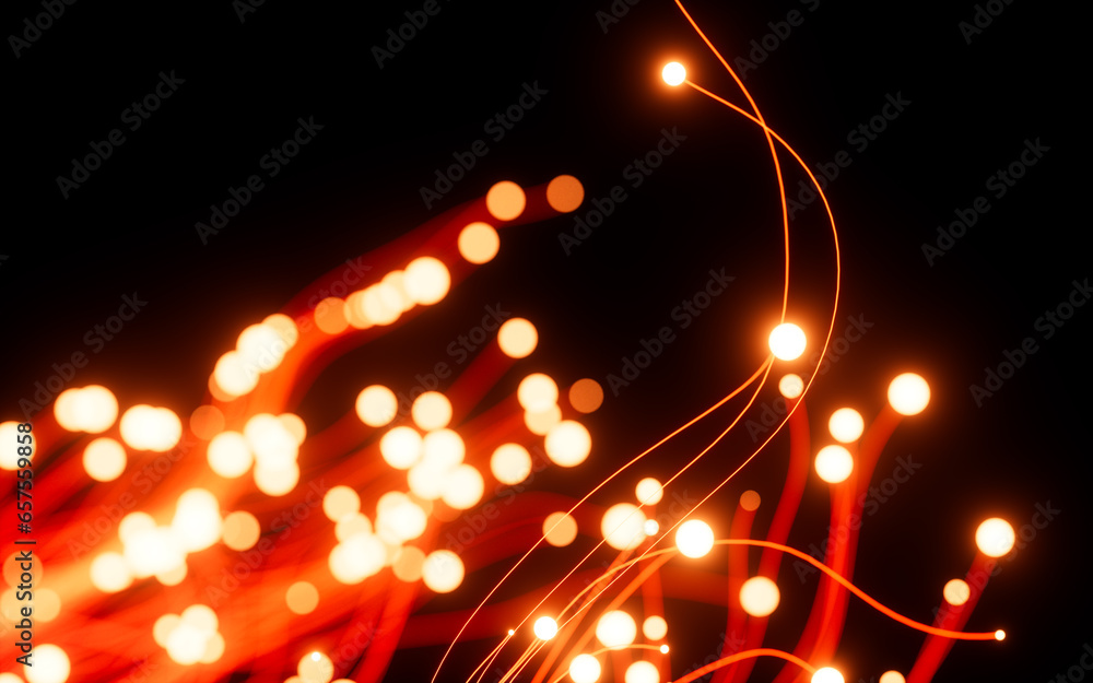 Poster abstract glowing particles, point explode, 3d rendering.