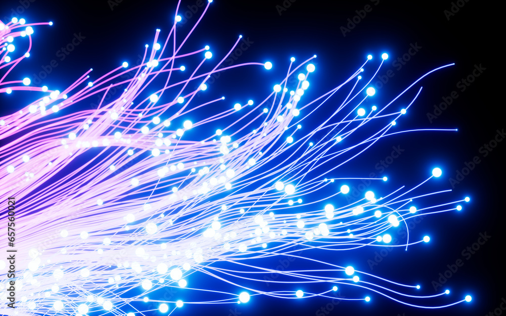 Poster abstract glowing particles, point explode, 3d rendering.