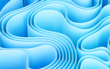 Abstract flowing curves, folded ribbons, fashion wallpaper with wavy layers.