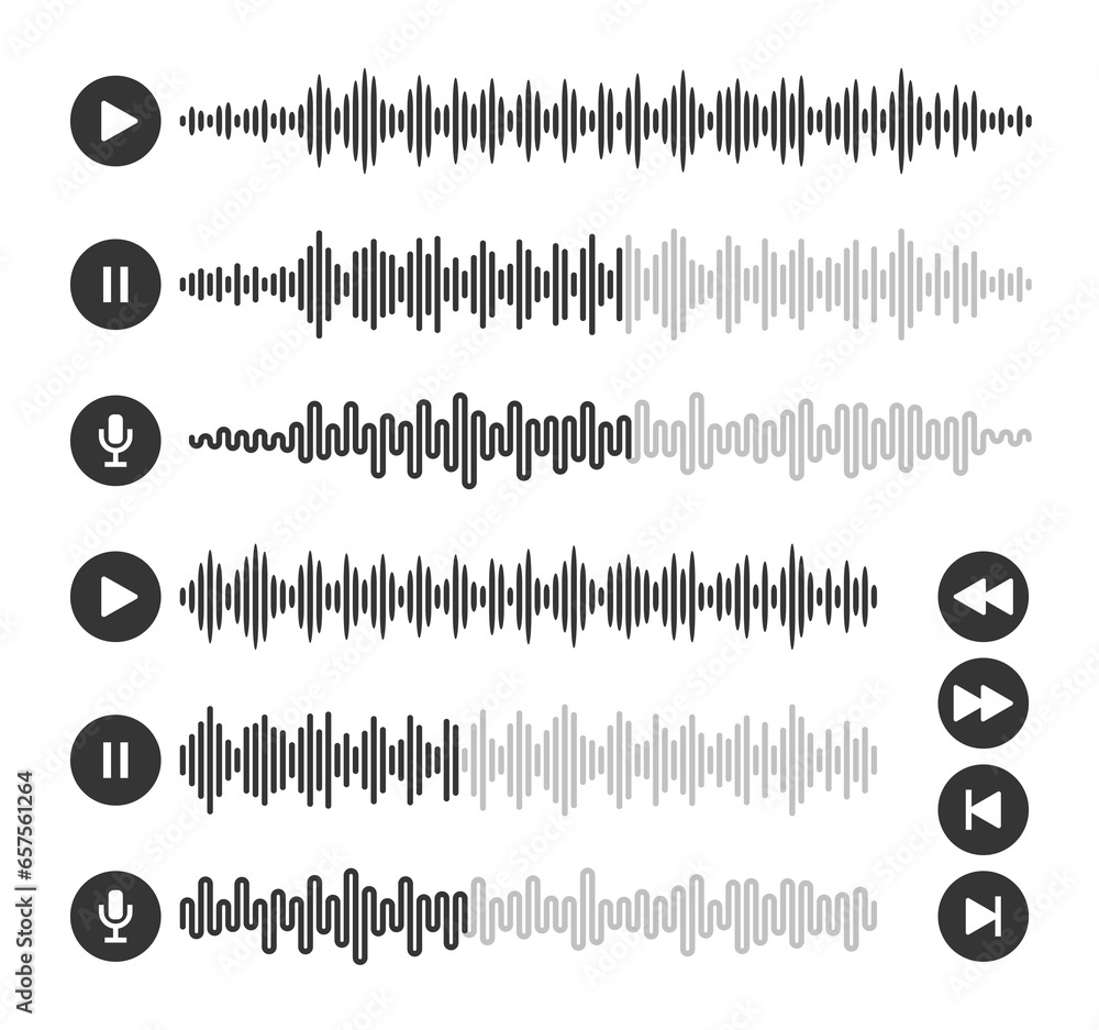 Poster podcast sound wave music player vector design fit for voice message interface, mobile phone audio ch