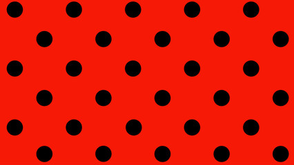 Red background seamless pattern with black dots