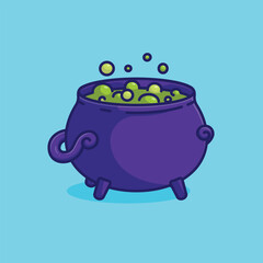 Poison cauldron cartoon vector illustration halloween holiday concept icon isolated