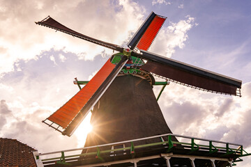 traditional windmill against sunny background