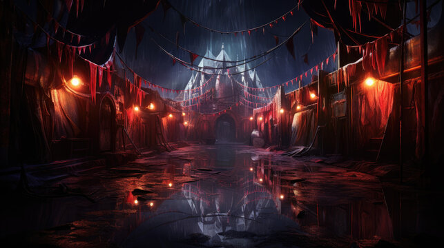 Creepy Carnival Funhouse Background Created with Generative AI