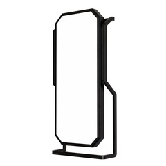 Blank street shop advertisement signs. Mockup of street store template signboard , Metal cafe restaurant bar plastic badge black white, 3D illustration