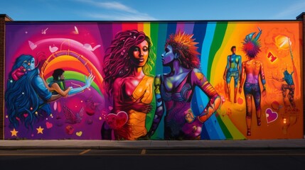 colorful diversity mural on a wall