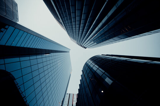 Modern tall buildings seen from below