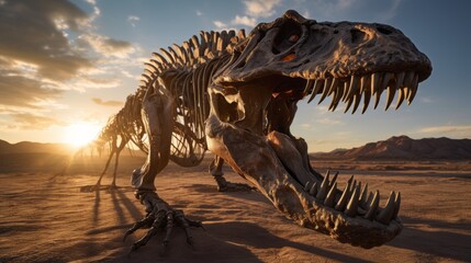 Fototapeta na wymiar skeleton of a dinosaur beautiful light