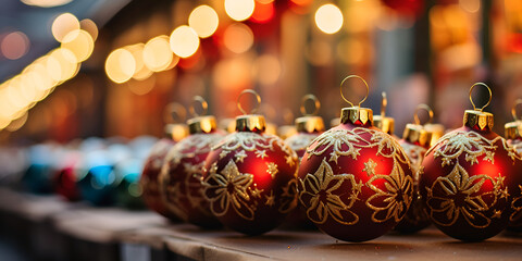 Fototapeta na wymiar A Festive Journey Through Christmas Decorations on the Christmas Market AI Generative 