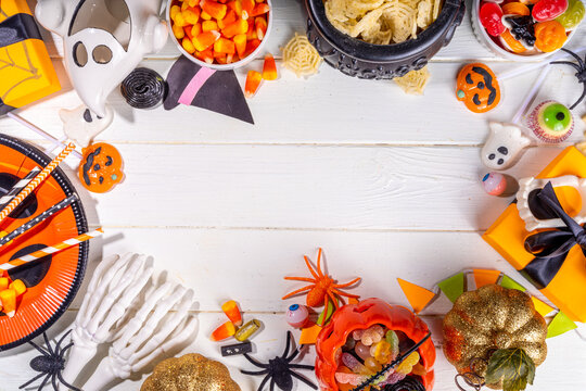 Halloween party sweets and snacks table