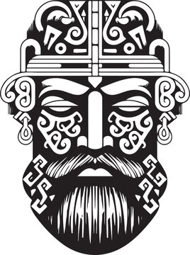 Vector ornamental ancient man head illustration. Abstract historical mythology man head logo. Good for print or tattoo.