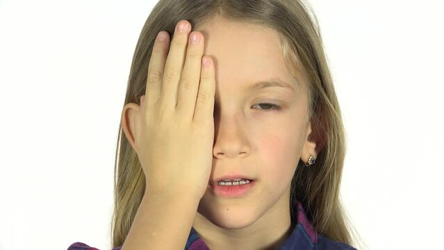 Child Ophthalmology Examining, Eyes Testing, Shortsighted Kid, Girl Need Eyeglasses, Children Medical Healthcare