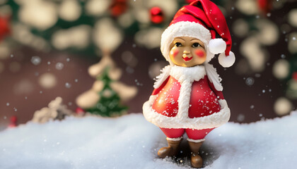 figure of santa claus in the snow at christmas