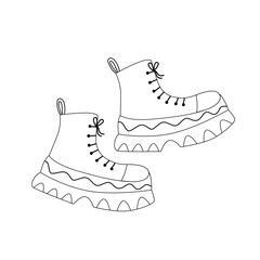 Template sneaker high. Boots shoe outline vector illustration