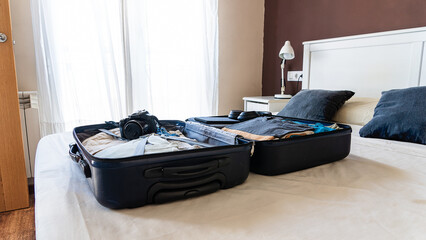 An open suitcase ready to travel