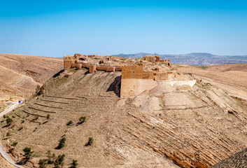 Montreal or Shobak Castle on top of the Royal Mountain, on the the Arabah Valley, in Jordan. Built...