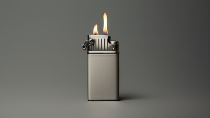  a lighter with two flames on a gray background with a shadow.  generative ai - obrazy, fototapety, plakaty