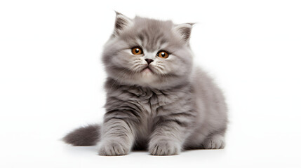 Cat kitty smile, playing in the park, on white background, Generative ai illustration.	
