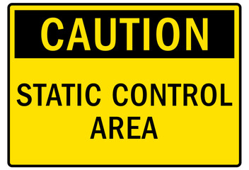 Electrostatic discharge warning sign and labels static control area