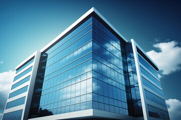 Large building, office center, skyscraper, high-rise building, digital art style, illustration painting